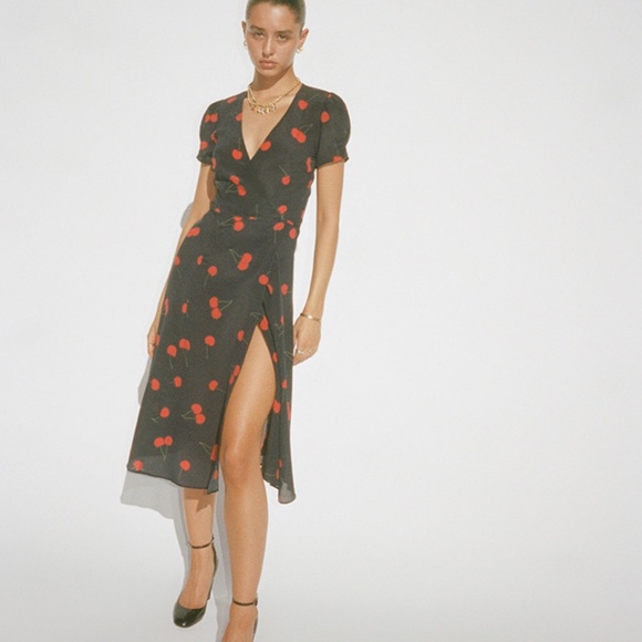 Realisation Par Dresses & Skirts - Réalisation Par The Teale Wrap Midi Dress in Wild Cherry NWT Sz XS